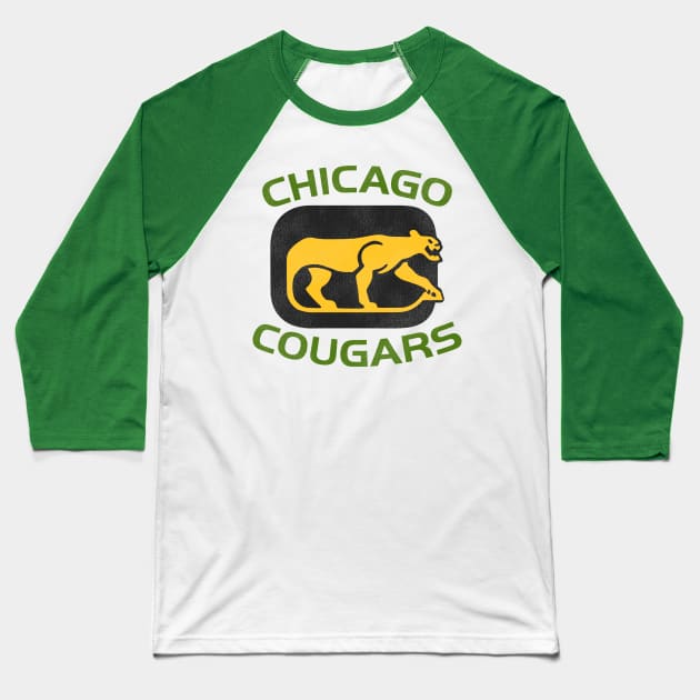 Defunct Chicago Cougars Hockey Team Baseball T-Shirt by Defunctland